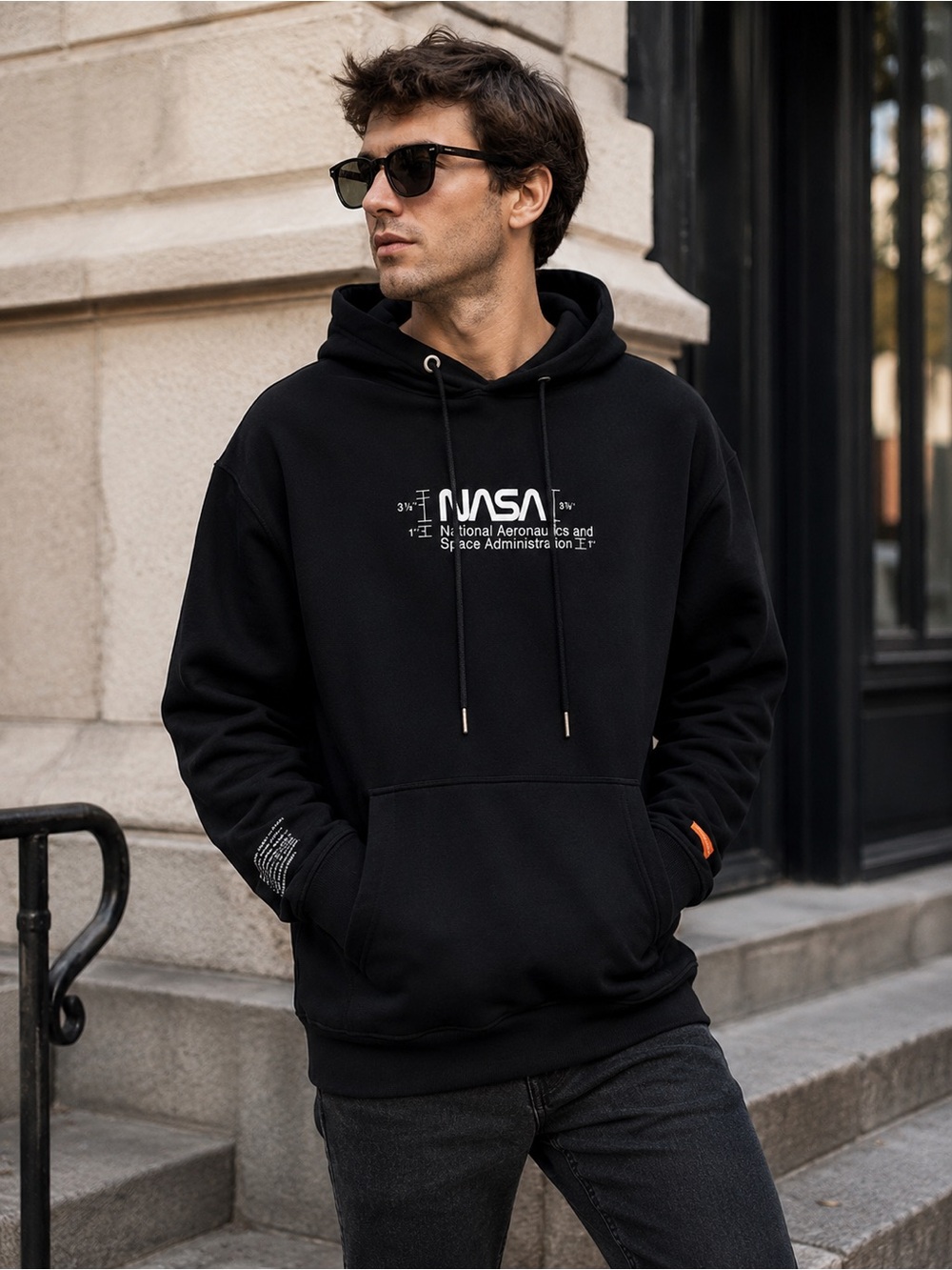 571 Heron Preston NASA Manual Cotton Hoodie Size XL Color Black White
